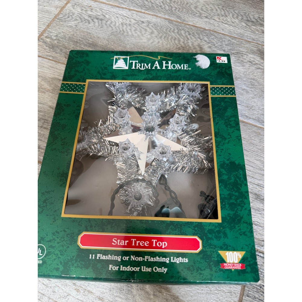 Trim A Home Star Tree Topper Silver Tinsel Vintage Christmas Decor MCM Kmart
